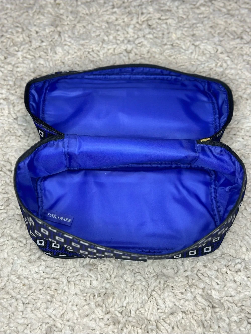 Blue Geometric Cosmetic Train Case